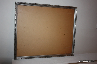 Brocante fotolijst met smalle boord zilverkleur 38.5 x 46